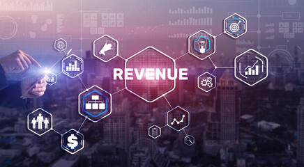 Revenue. Raising income concept. The businessman plans to increase his revenue