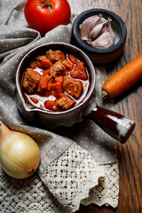A bowl of traditional goulash.