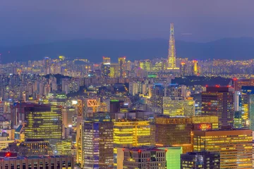 Fotobehang Downtown Seoul city skyline, cityscape of South Korea © f11photo