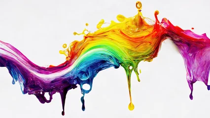 Poster Im Rahmen Rainbow color paint splash wallpaper background © Robert Kneschke