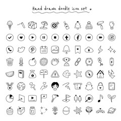 hand drawn doodle set of icons for web