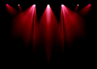 Light of theater spotlights in red light