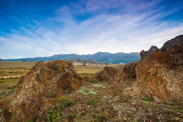 Landscape with mountains on the horizon 