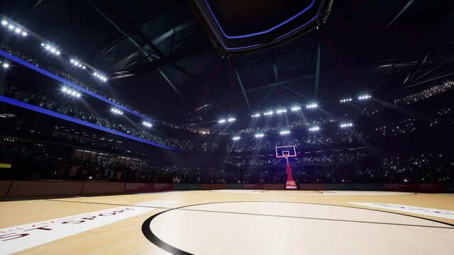 Basketball Arena with people crowds 3d render High quality 4k footage
