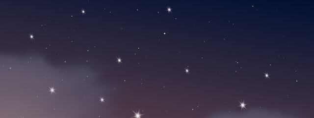 Night sky with clouds and many stars