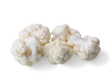 Group of cauliflower inflorescences isolated on white background.