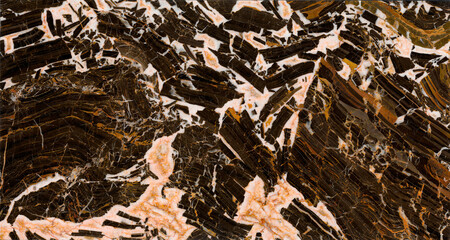 The scanned texture of marble, onyx in high quality. Black marble with gold veins. Texture for tiles. Floor or wall design.