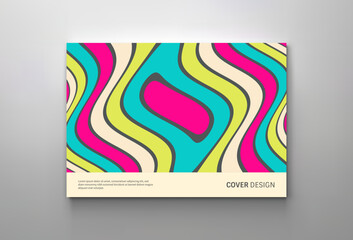 Cover design template. Pattern with optical illusion. Abstract striped background with ripple effect. Vector illustration.
