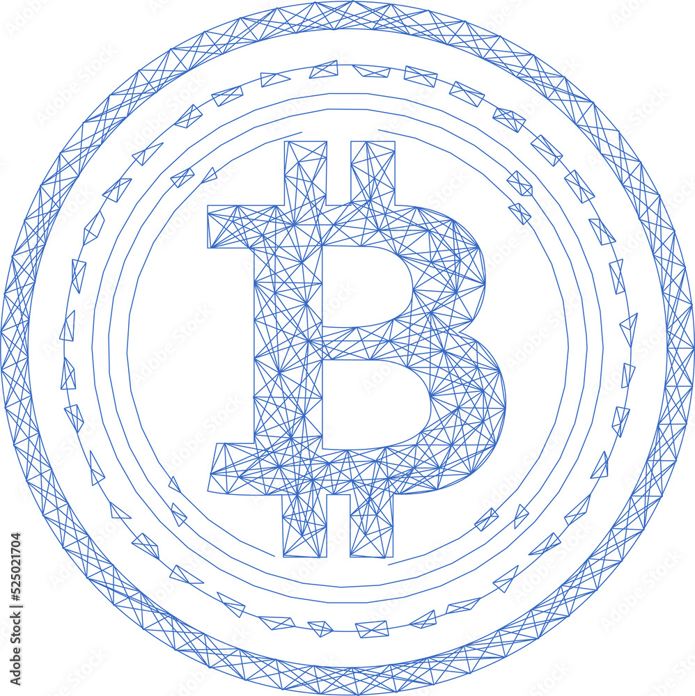 Poster Crypto currency coin with line and dot design. blockchain technology