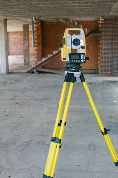 Total station at construction site