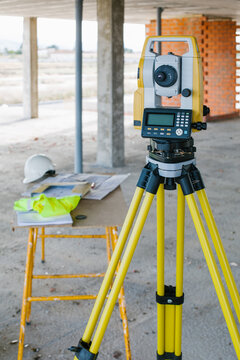 Total station at construction site