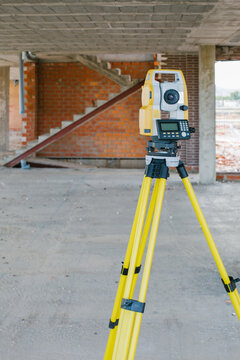 Total station at construction site