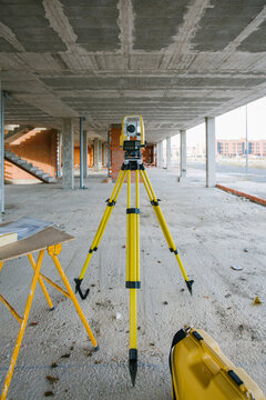 Total station at construction site