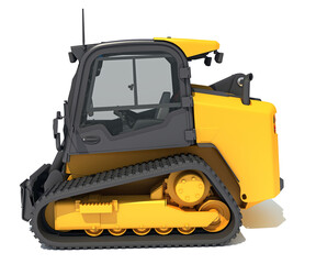 Tracked Skid Loader heavy construction machinery 3D rendering on white background