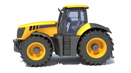 Fototapeta na wymiar Farm Tractor 3D rendering on white background