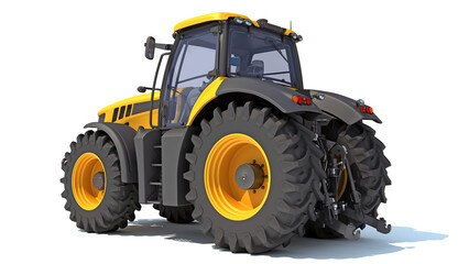 Farm Tractor 3D rendering on white background