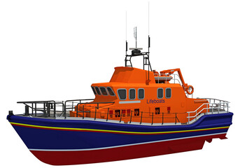 Fototapeta premium Lifeboat 3D rendering on white background