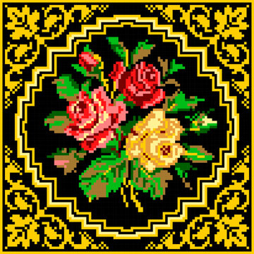 Bouquet of roses Cross stitch pattern