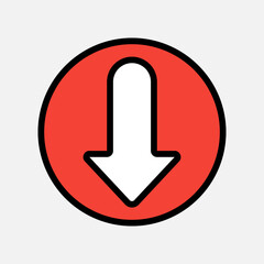 Down arrow icon in filled line style, use for website mobile app presentation