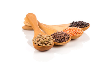 lentils in spoon isolated