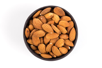 Almonds on a white background