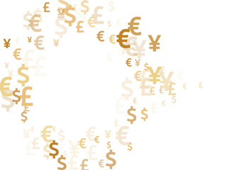 Euro dollar pound yen gold signs flying currency vector design. Marketing concept. Currency