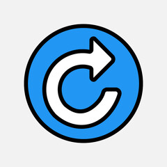 Redo arrow icon in filled line style, use for website mobile app presentation