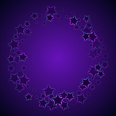 Led photic neon stars vector poster background. Pink blue purple teal neon stars led light effect.