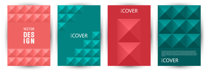 Corporate booklet front page layout bundle A4 design. Bauhaus style abstract voucher template