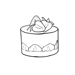 Strawberry cake. Cheesecake with berries. Dessert for a birthday or other holiday. Illustration