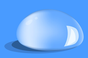 Transparent realistic water drop on surface vector isolated. Rain droplet. Shiny liquid bubble. Water condensate.