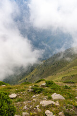 Cloudy weather in the autumn mountains