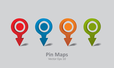 map color vector icon set for location
