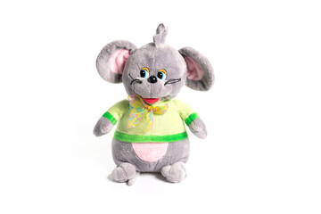 Fluffy toy mouse isolated on white background
