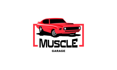 Obraz na płótnie Canvas Muscle logo. Service car repair, car restoration and car club design elements. 