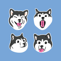 FUNNY FACES HUSKY DOG VECTOR COLLECTION