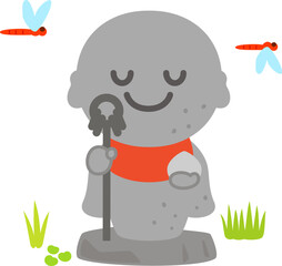 お地蔵さんと赤とんぼ