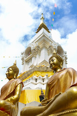 Buddhist pagodas in Thailand with white and gold