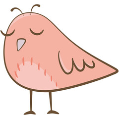 Cute little pink bird. Cute illustration of little pink bird on white background. Vector illustration in hand drawn style.