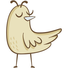 Nice little yellow bird. Cute illustration of little bird on white background. Vector illustration in hand drawn style.