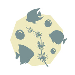 Simple, colored, cute elements, modern poster composition, .biomorphic illustration