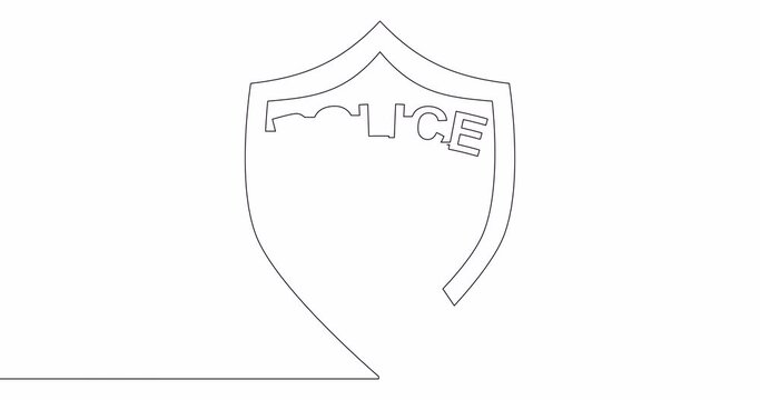 Self drawing line animation Police officer badge continuous one single line drawn concept video