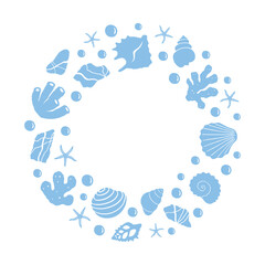 Abstract round composition, minimalist doodle wreath, .natural freehand pattern