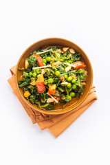 palak matar curry also known as spinach geen peas masala sabzi or sabji, indian food