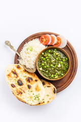 palak matar curry also known as spinach geen peas masala sabzi or sabji, indian food