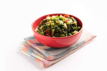palak matar curry also known as spinach geen peas masala sabzi or sabji, indian food