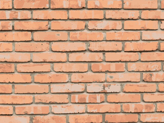 Brick wall, red relief texture with shadow, vector background illustration