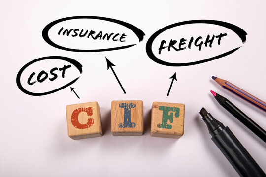 CIF - Cost Insurance Freight. Wooden blocks with letters on a white background