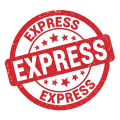 EXPRESS text written on red round stamp sign.