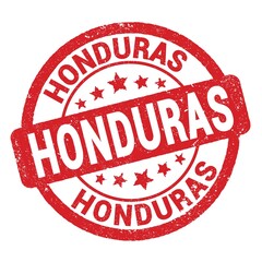 HONDURAS text written on red round stamp sign.